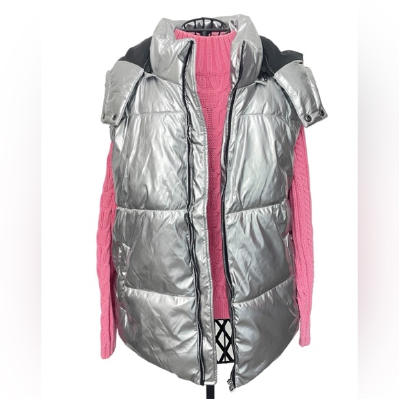 Jacket Women Drawstring Zipper Hooded Vest Puffer Coat Jacket Women size L